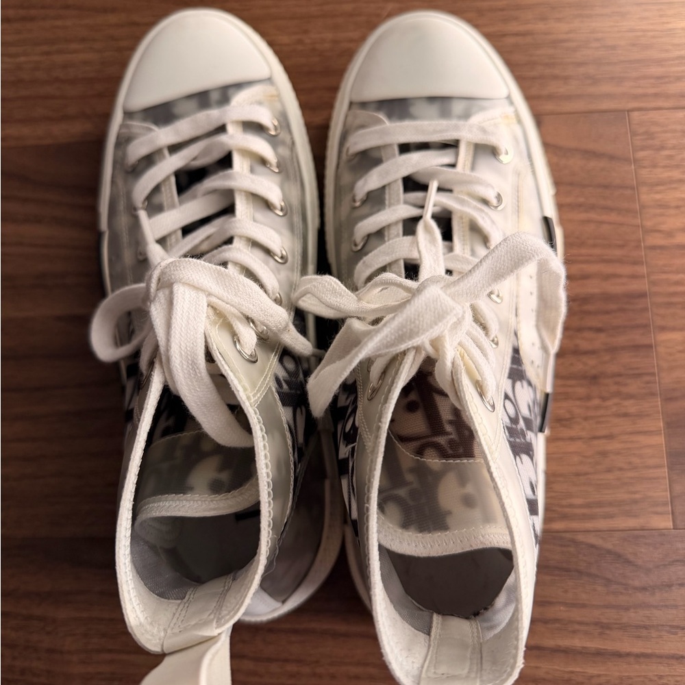 Dior High-Top Sneakers - White and Gray Monogram - Picture 6 of 7